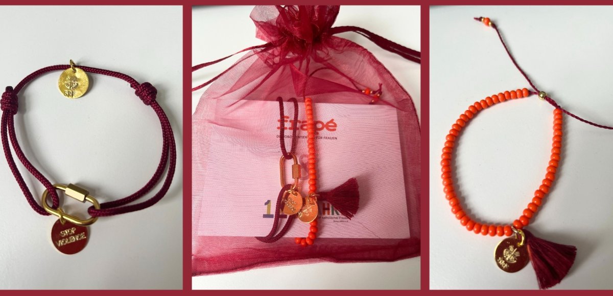 Zwei Armbänder in orange und rot